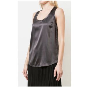 Erica Tanov Metallic Sleeveless Luxury High-End Silk Charmeuse V-Neck Top Size 0